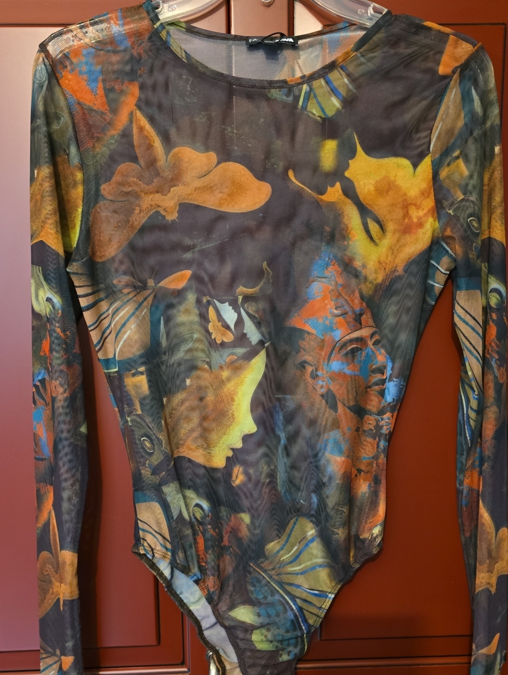Fashion Nova One-Piece Long Sleeve Bodysuit - Multicolor Print